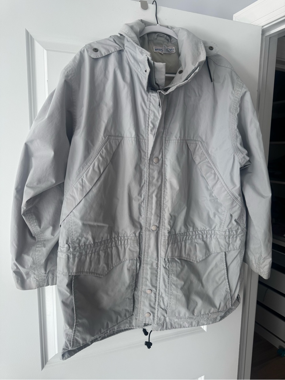 Vintage Sportif USA Gray Utility Parka Jacket Hooded Size Large